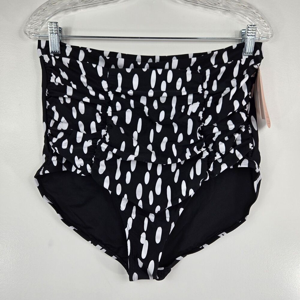 Shapermint Size 2XL High Waisted Control Bikini Bottom Black White NWT